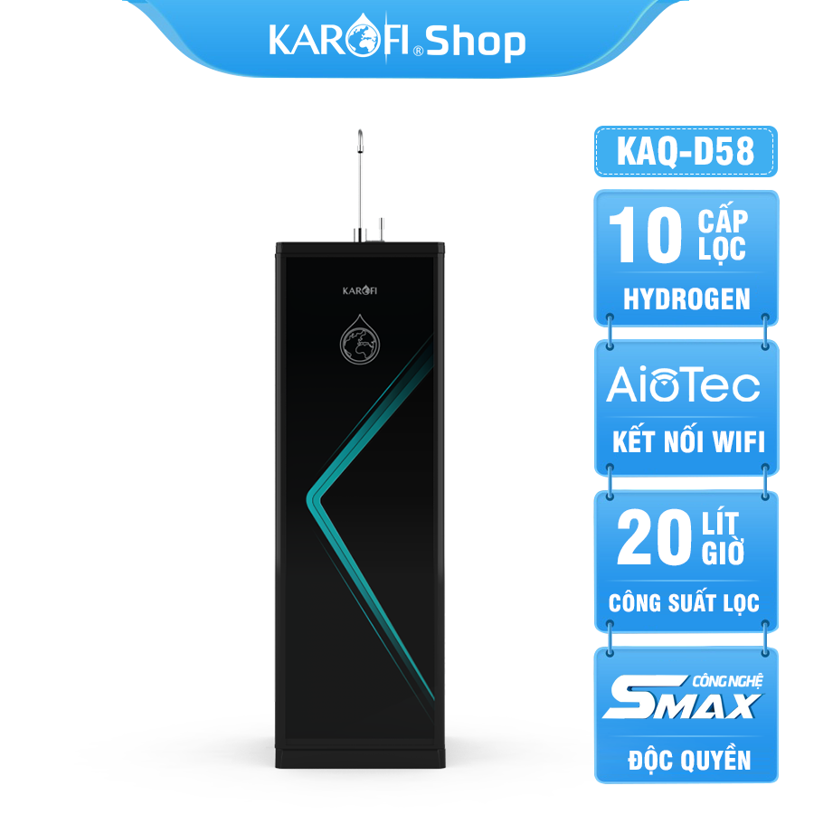 Máy lọc nước Karofi KAQ-D58 - 10 lõi lọc - Mẫu mới 2023